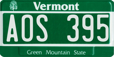 VT license plate AOS395