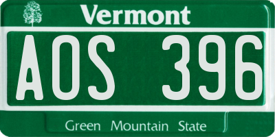 VT license plate AOS396