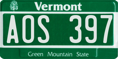 VT license plate AOS397