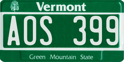 VT license plate AOS399