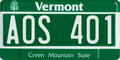 VT license plate AOS401
