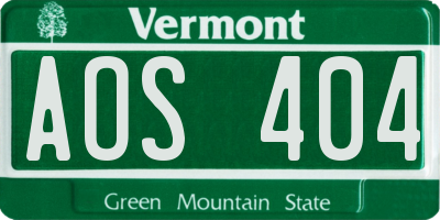 VT license plate AOS404