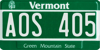 VT license plate AOS405