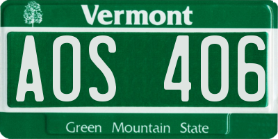 VT license plate AOS406