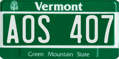 VT license plate AOS407