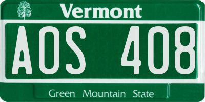 VT license plate AOS408