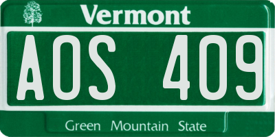 VT license plate AOS409