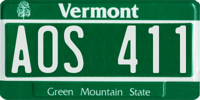 VT license plate AOS411