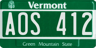 VT license plate AOS412