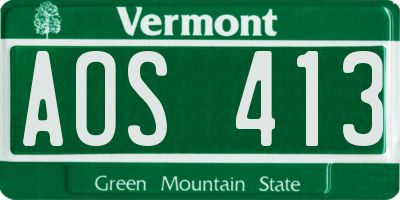 VT license plate AOS413