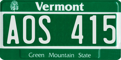 VT license plate AOS415