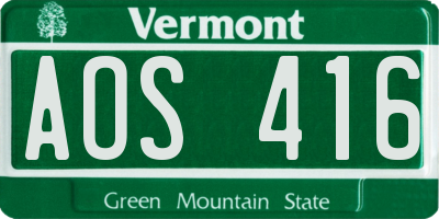 VT license plate AOS416