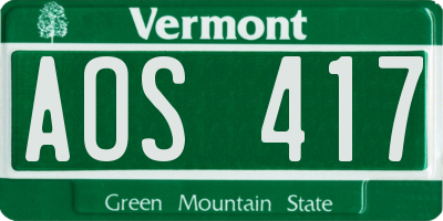 VT license plate AOS417