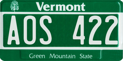 VT license plate AOS422