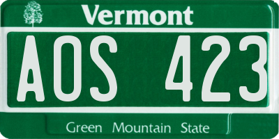 VT license plate AOS423