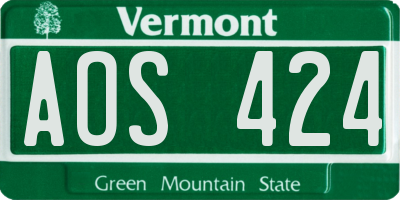VT license plate AOS424
