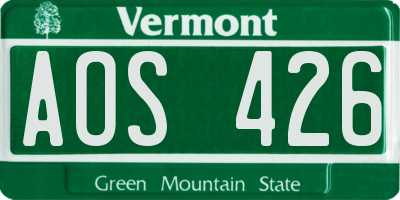 VT license plate AOS426