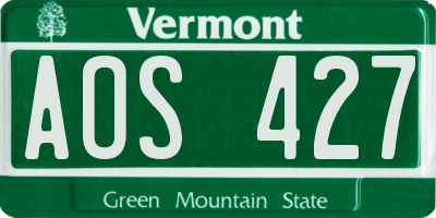 VT license plate AOS427