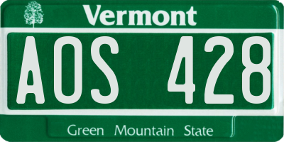 VT license plate AOS428