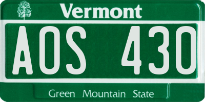 VT license plate AOS430
