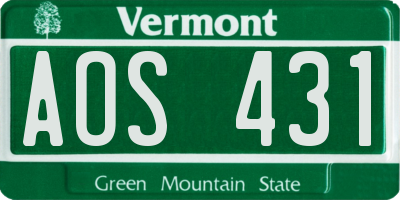 VT license plate AOS431