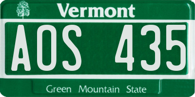 VT license plate AOS435
