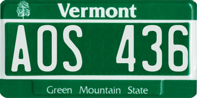 VT license plate AOS436