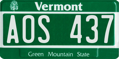 VT license plate AOS437