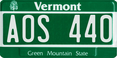 VT license plate AOS440