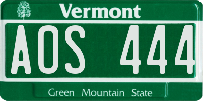 VT license plate AOS444