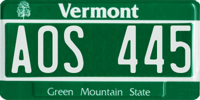 VT license plate AOS445