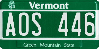 VT license plate AOS446