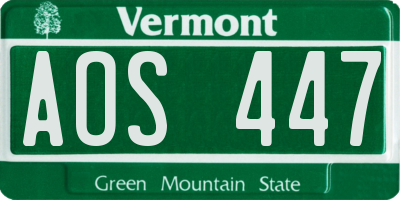 VT license plate AOS447