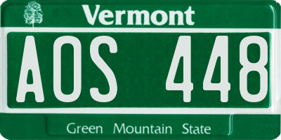 VT license plate AOS448