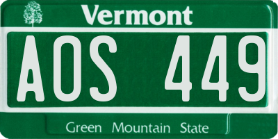 VT license plate AOS449