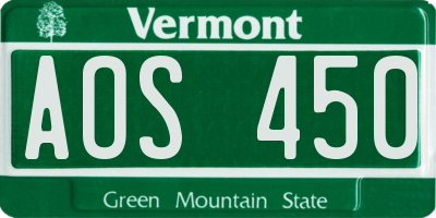 VT license plate AOS450