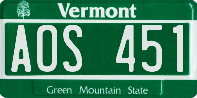 VT license plate AOS451
