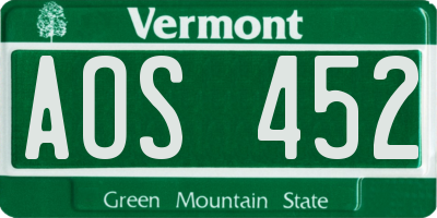 VT license plate AOS452
