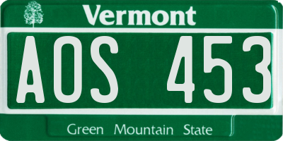 VT license plate AOS453