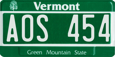 VT license plate AOS454