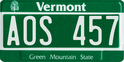 VT license plate AOS457