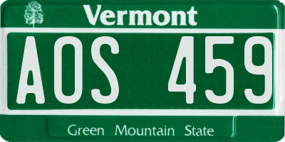 VT license plate AOS459