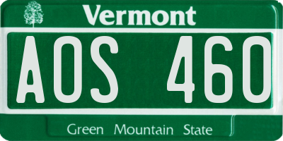VT license plate AOS460
