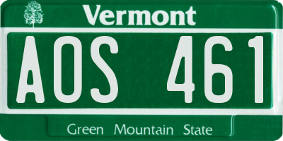 VT license plate AOS461