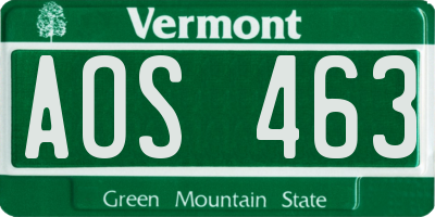 VT license plate AOS463