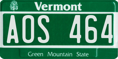 VT license plate AOS464