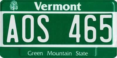 VT license plate AOS465