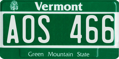 VT license plate AOS466
