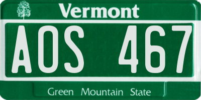 VT license plate AOS467