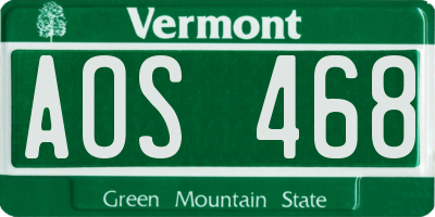 VT license plate AOS468
